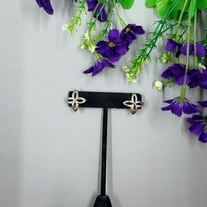 D’Orlan Signed Vintage Silver Plated Floral Design Clip On Earrings